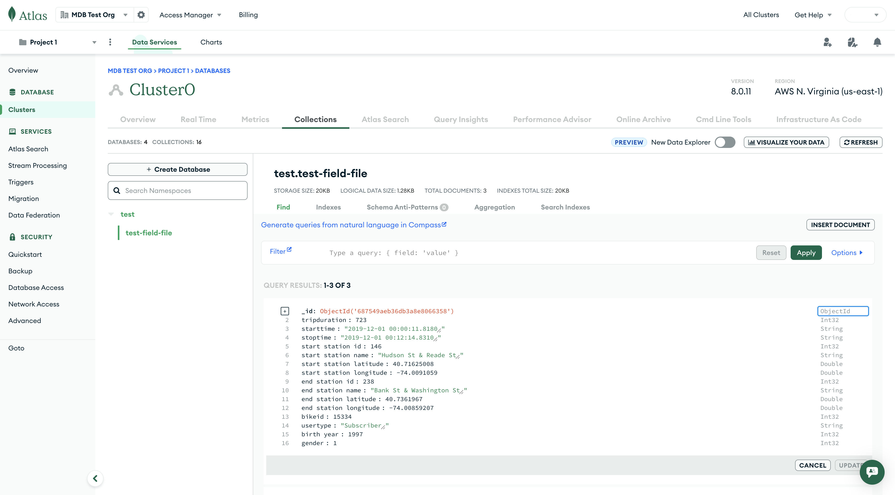 Import a CSV file with field types