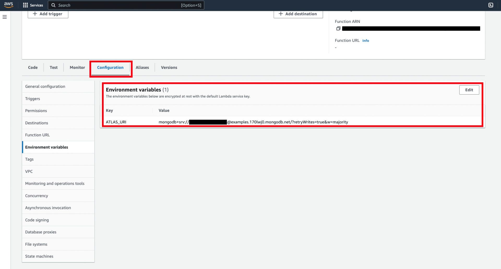 AWS Lambda MongoDB Configuration