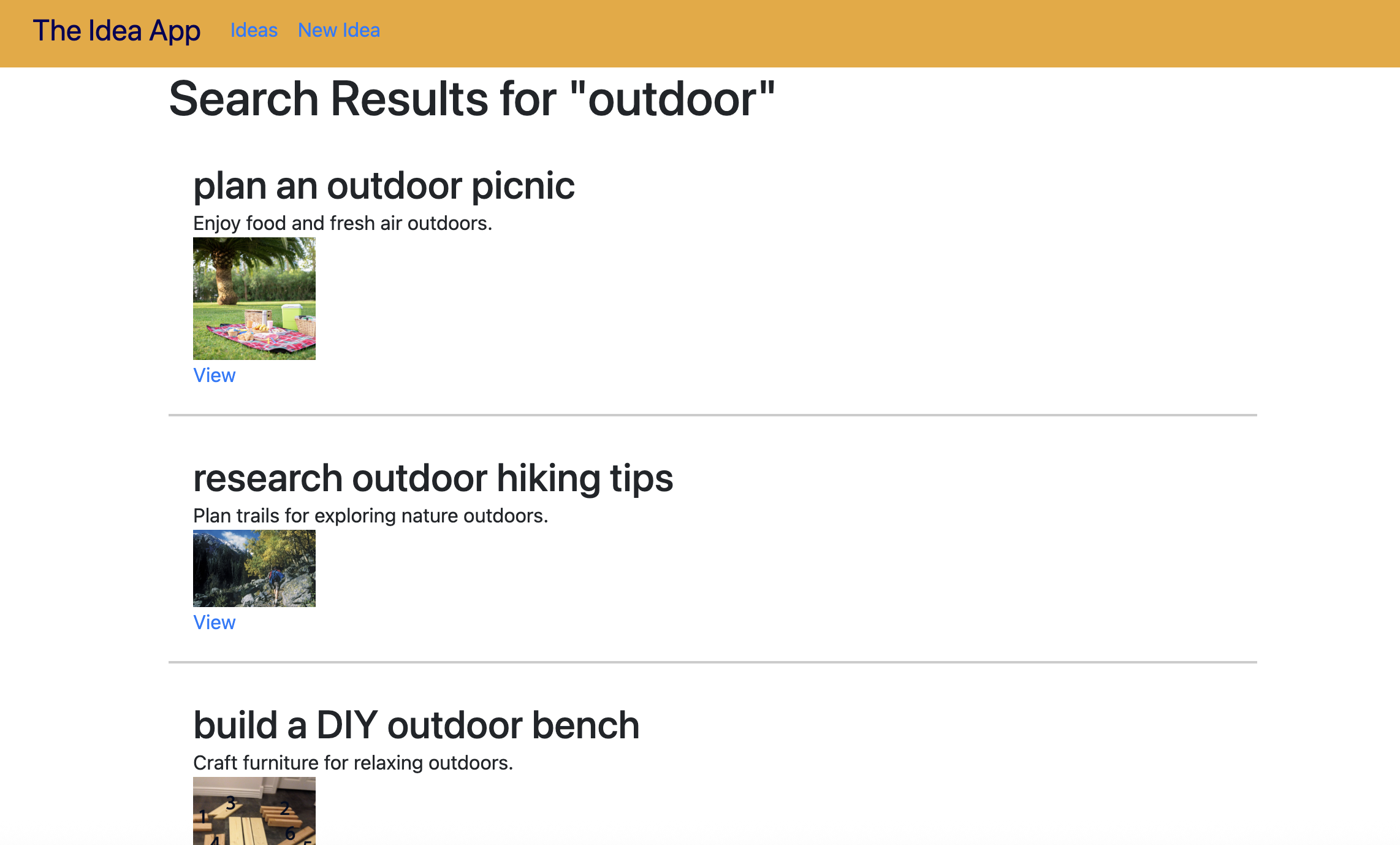 The rendered Search results